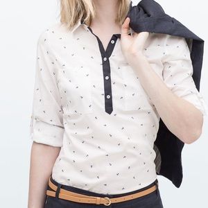 NWT Zara Basic Achor printed poplin shirt in XS
